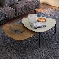 Kit 02 Mesas De Centro Para Sala De Estar Pés Industrial Preto Alef I03 Louro Luna - Lyam Decor - 6