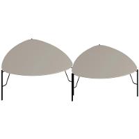 Kit 02 Mesas De Centro Para Sala De Estar Pés Industrial Preto Alef I03 Grigio - Lyam Decor - 1