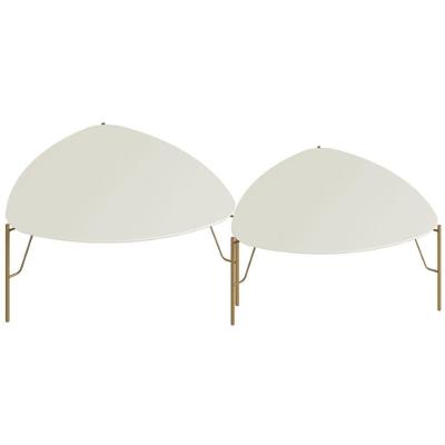 Kit 02 Mesas De Centro Para Sala De Estar Pés Industrial Dourado Alef I03 Luna - Lyam Decor