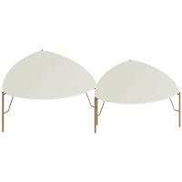 Kit 02 Mesas De Centro Para Sala De Estar Pés Industrial Dourado Alef I03 Luna - Lyam Decor - 1