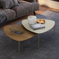 Kit 02 Mesas De Centro Para Sala De Estar Pés Industrial Dourado Alef I03 Louro Luna - Lyam Decor - 2