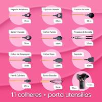 Conjunto Kit 12 Peças Utensílios De Cozinha Em Silicone E Cabo De Madeira Antiaderentes - Preto - 3