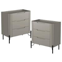 Kit 02 Mesas De Cabeceira Orgânica 3 Gavetas Pés Industrial Preto Bliss I03 Grigio - Lyam Decor - 1