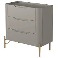 Kit 02 Mesas De Cabeceira Orgânica 3 Gavetas Pés Industrial Dourado Bliss I03 Grigio - Lyam Decor