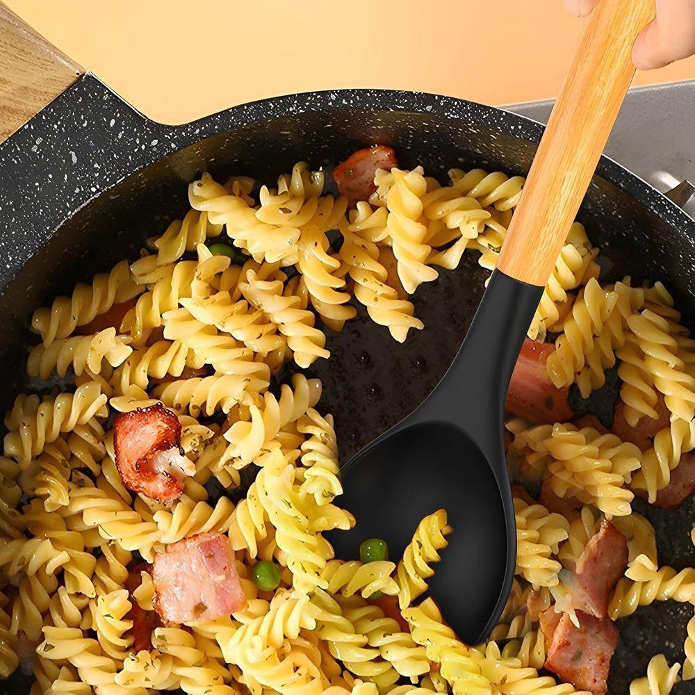 Conjunto De Utensílios De Cozinha, 12 Peças, Silicone, Revestimento Antiaderente - Preto - 7