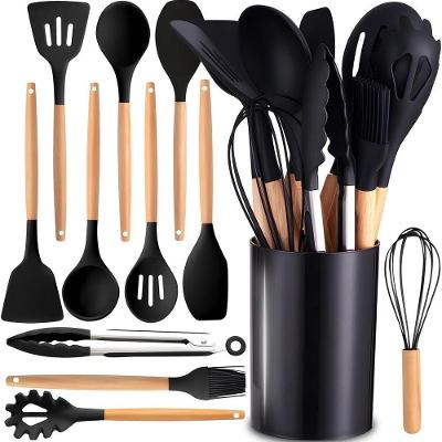 Conjunto De Utensílios De Cozinha, 12 Peças, Silicone, Revestimento Antiaderente - Preto