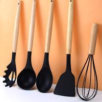Conjunto De Utensílios De Cozinha, 12 Peças, Silicone, Revestimento Antiaderente - Preto - 8