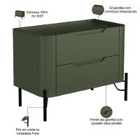 Kit 02 Mesas De Cabeceira Orgânica 2 Gavetas Pés Industrial Preto Bliss I03 Musgo - Lyam Decor - 2