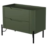 Kit 02 Mesas De Cabeceira Orgânica 2 Gavetas Pés Industrial Preto Bliss I03 Musgo - Lyam Decor