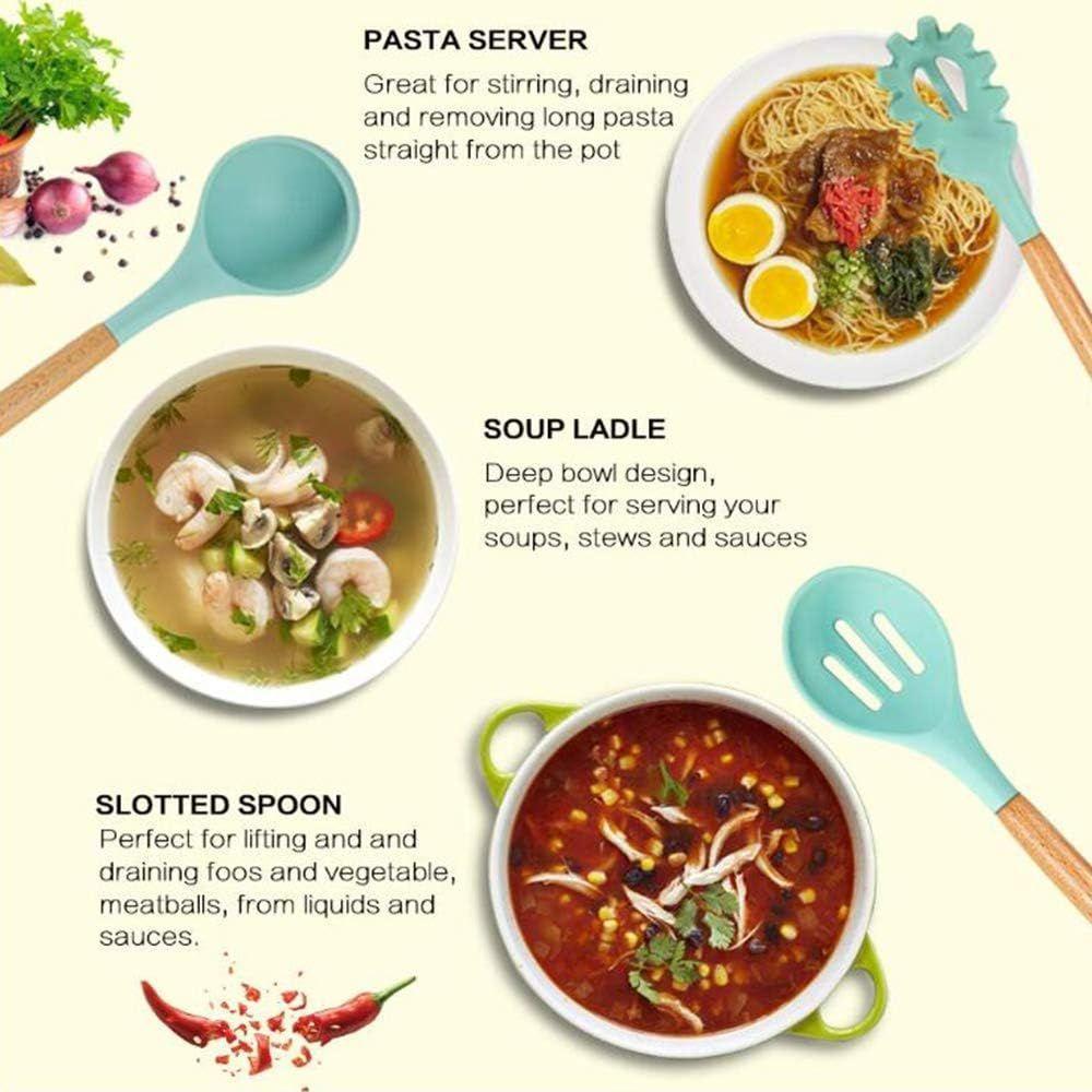 Conjunto De Utensilios De Cozinha Em Silicone Com Cabo Em Madeira 12 Peças Renascence - Preto - 2