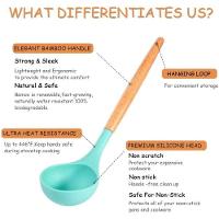 Conjunto De Utensilios De Cozinha Em Silicone Com Cabo Em Madeira 12 Peças Renascence - Preto