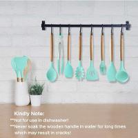 Conjunto De Utensilios De Cozinha Em Silicone Com Cabo Em Madeira 12 Peças Renascence - Preto - 6