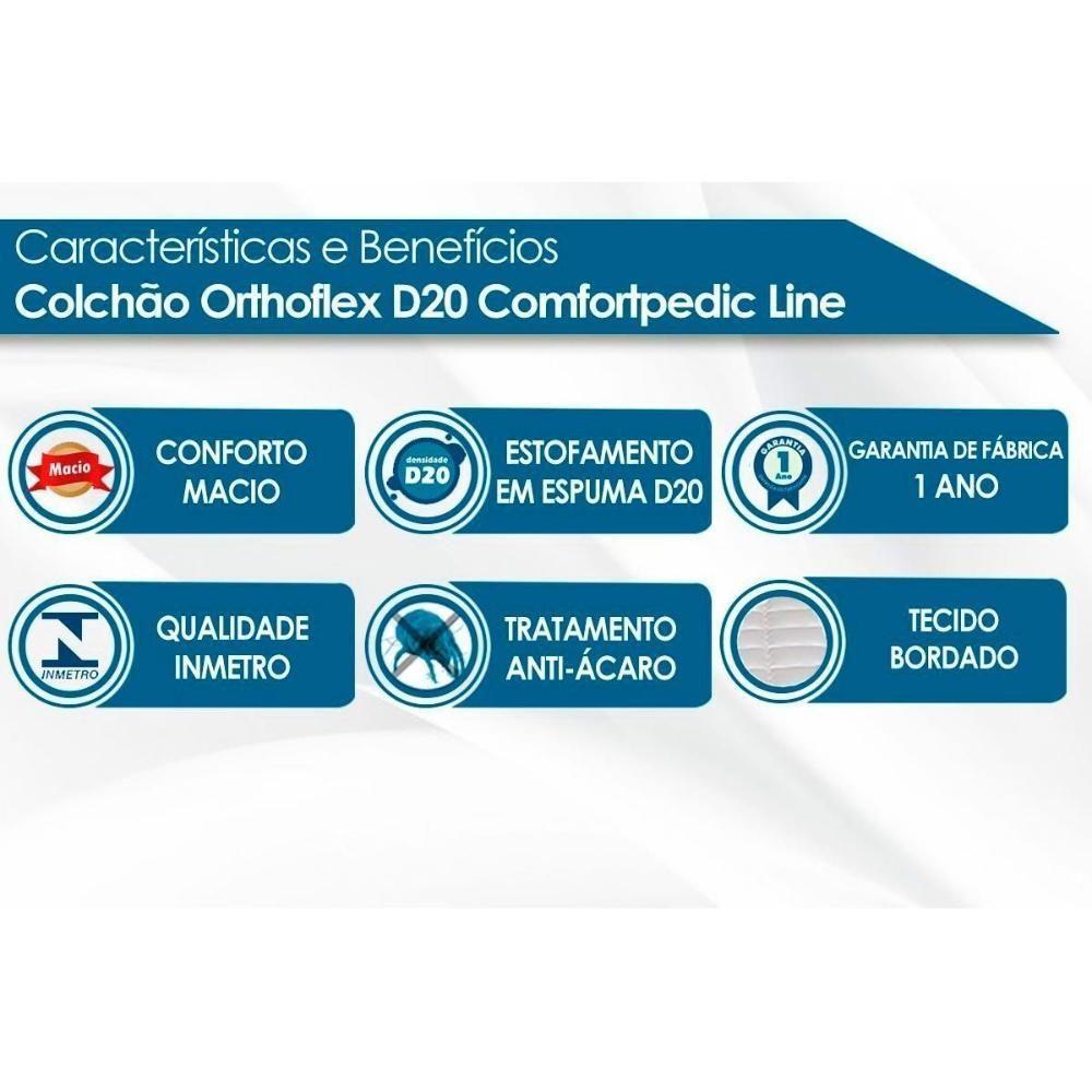 Conjunto Box Baú Solteiro: Colchão Espuma Orthoflex D20 Comfortpedic + Base Crc Suede Black (88x188) - 3
