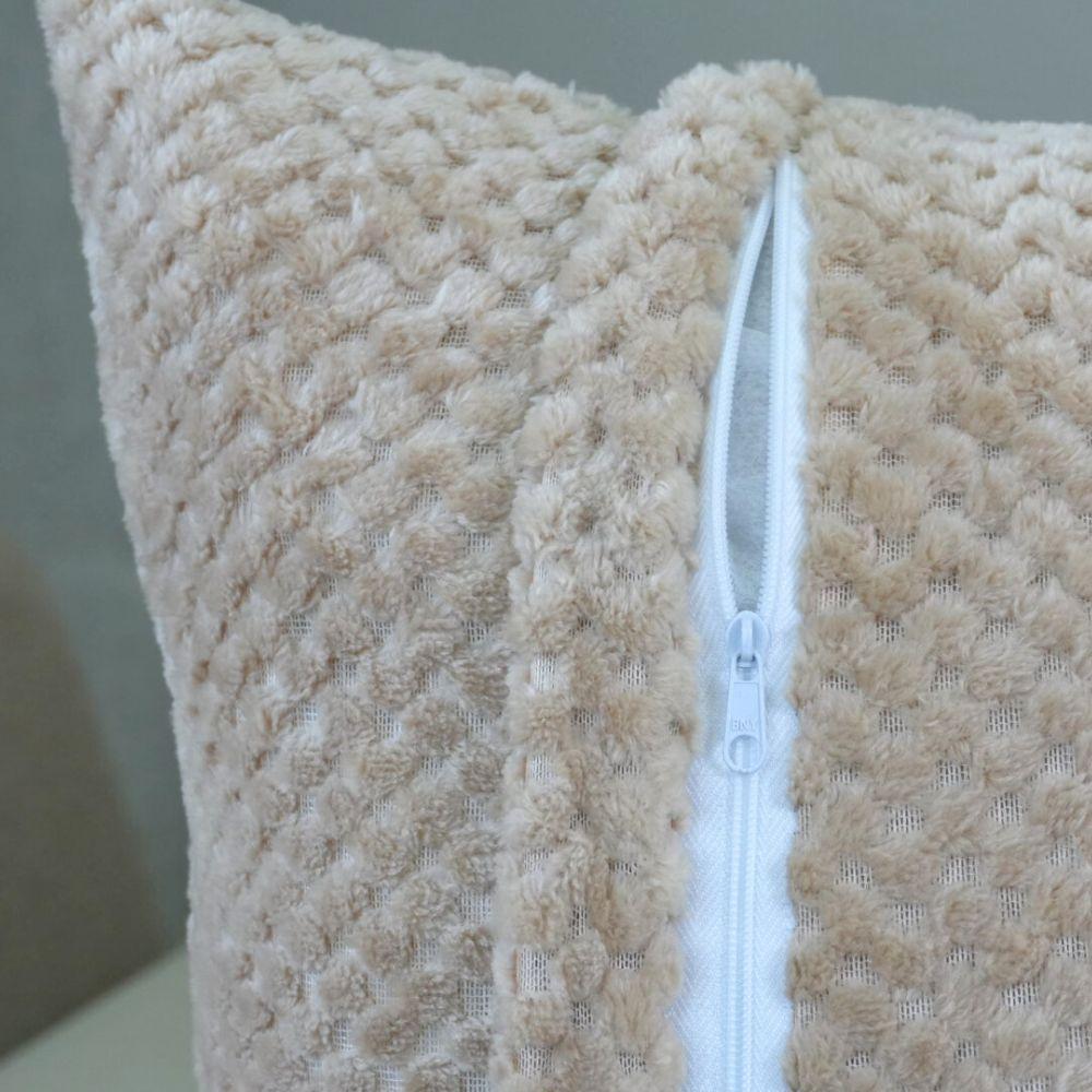 Capa Para Almofada Sonhare 1 Peça 45cm X 45cm Tecido Soft Com Zíper 100% Poliéster - Cáqui - 4