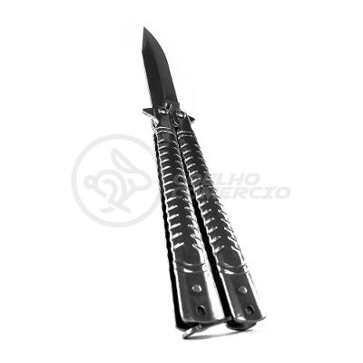 Canivete Knife Silver Butterfly Com Fio Manobras Prata Borboleta Dobrável De Aço Inoxidável