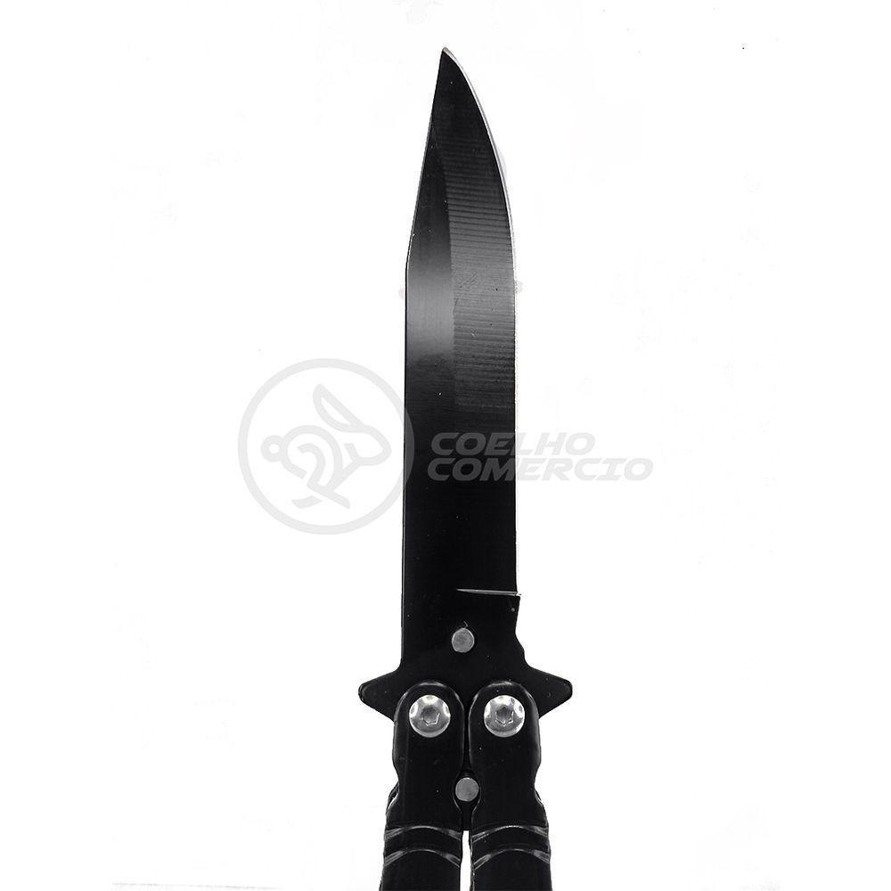Canivete Knife Black Butterfly Com Fio Manobras Preta Borboleta Dobrável De Aço Inoxidável - 7
