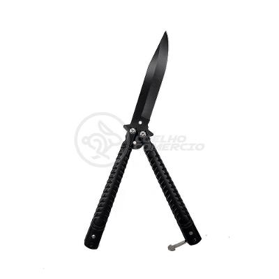 Canivete Knife Black Butterfly Com Fio Manobras Preta Borboleta Dobrável De Aço Inoxidável