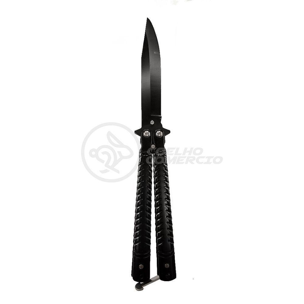 Canivete Knife Black Butterfly Com Fio Manobras Preta Borboleta Dobrável De Aço Inoxidável - 1