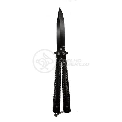 Canivete Knife Black Butterfly Com Fio Manobras Preta Borboleta Dobrável De Aço Inoxidável