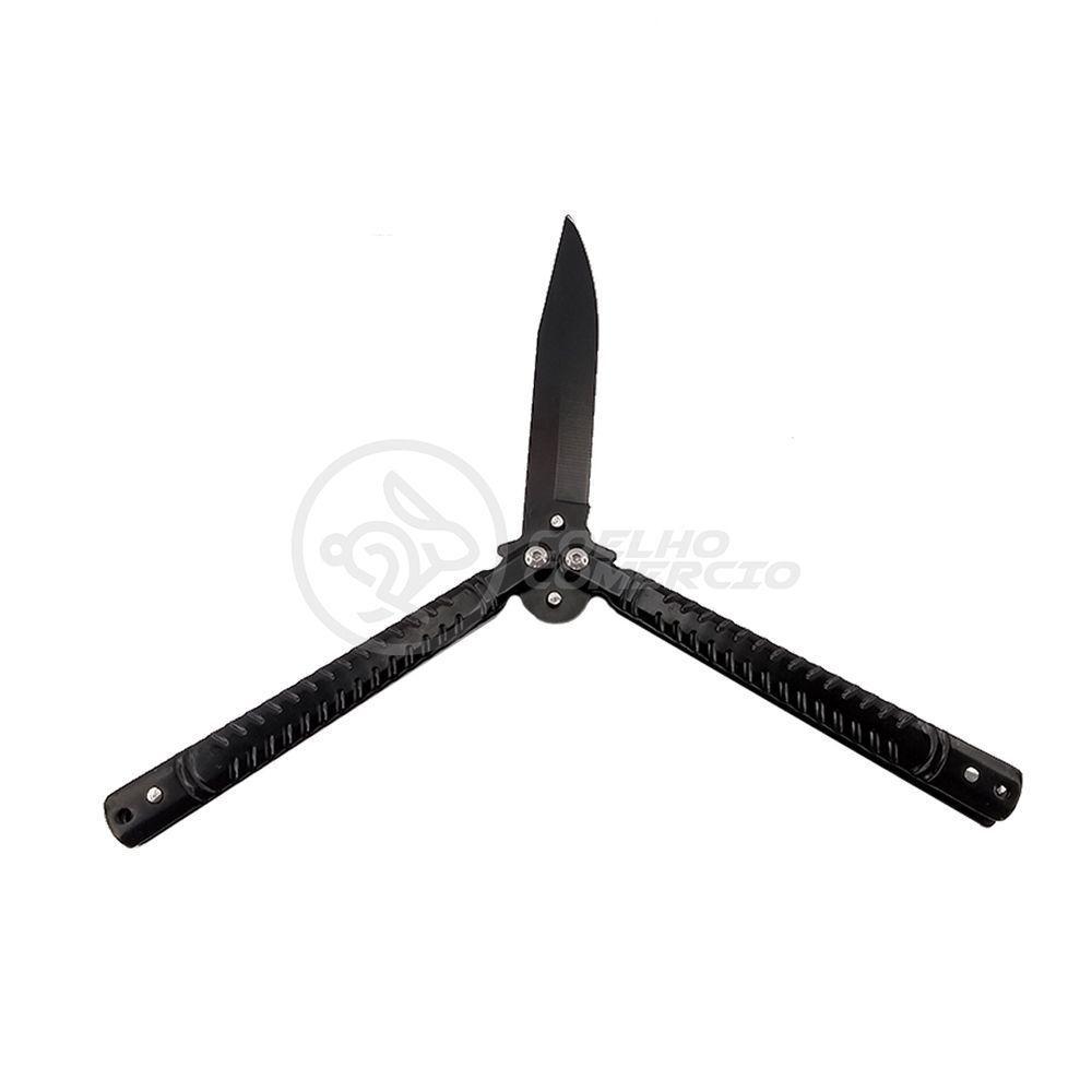 Canivete Knife Black Butterfly Com Fio Manobras Preta Borboleta Dobrável De Aço Inoxidável - 1