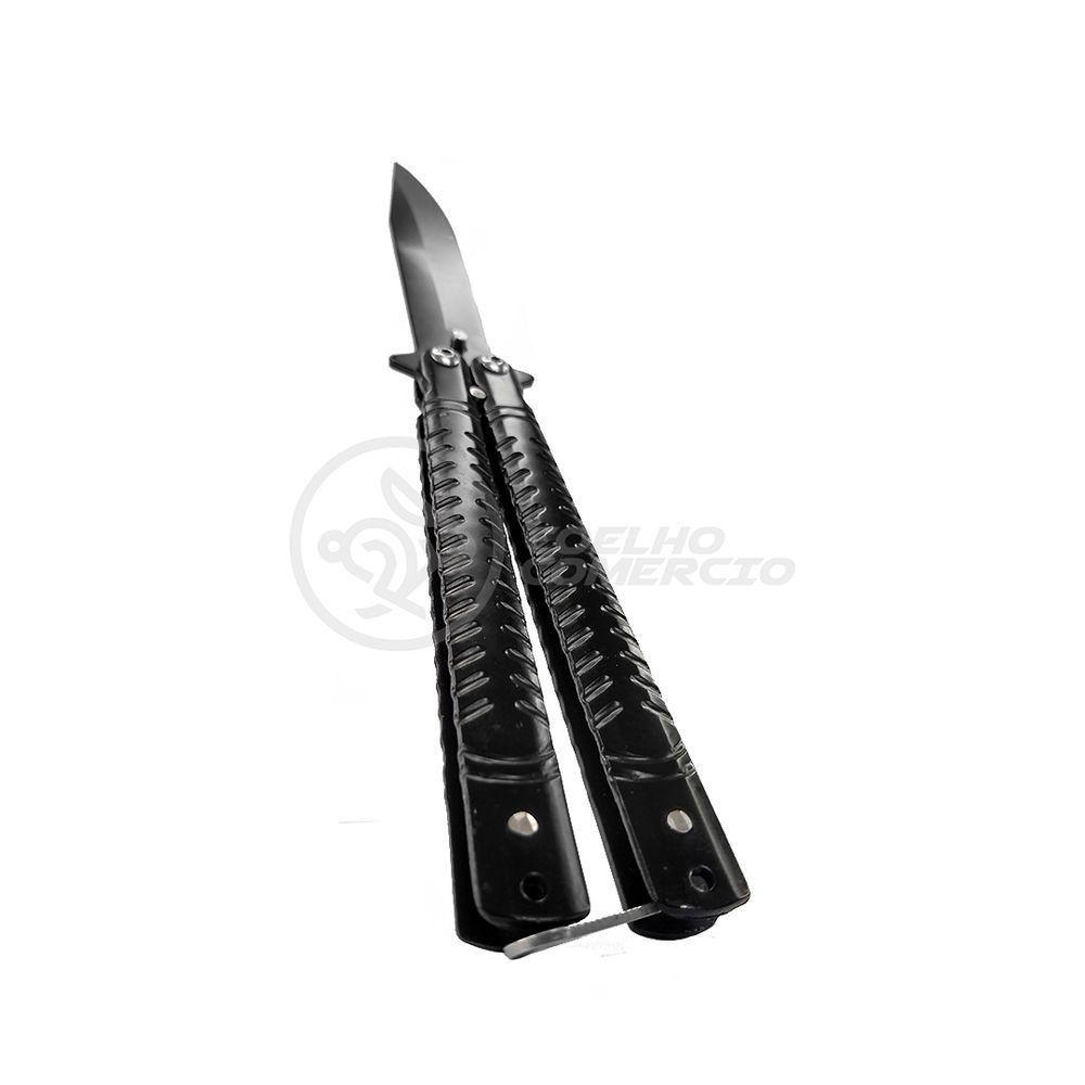 Canivete Knife Black Butterfly Com Fio Manobras Preta Borboleta Dobrável De Aço Inoxidável - 1