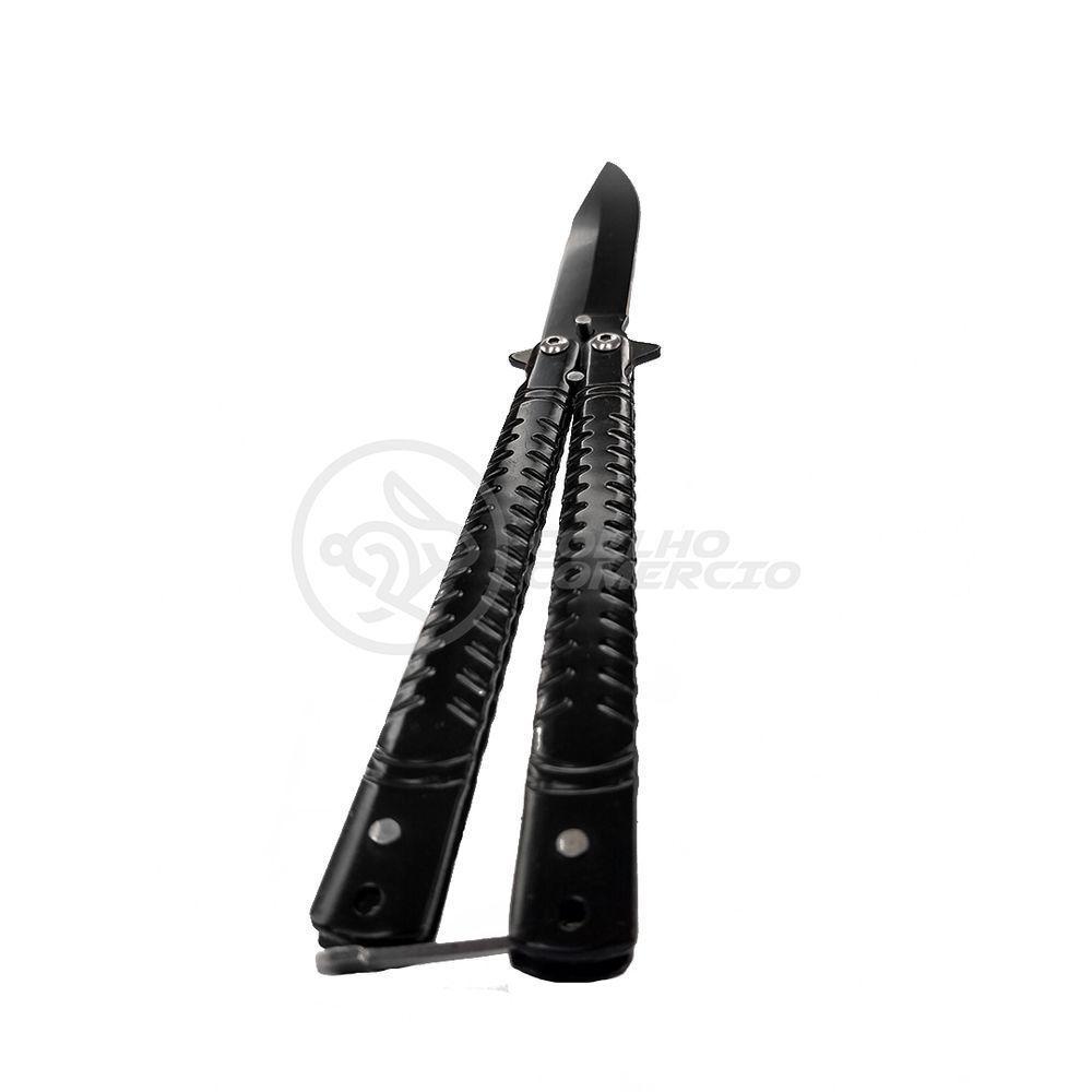 Canivete Knife Black Butterfly Com Fio Manobras Preta Borboleta Dobrável De Aço Inoxidável - 1