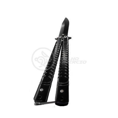 Canivete Knife Black Butterfly Com Fio Manobras Preta Borboleta Dobrável De Aço Inoxidável