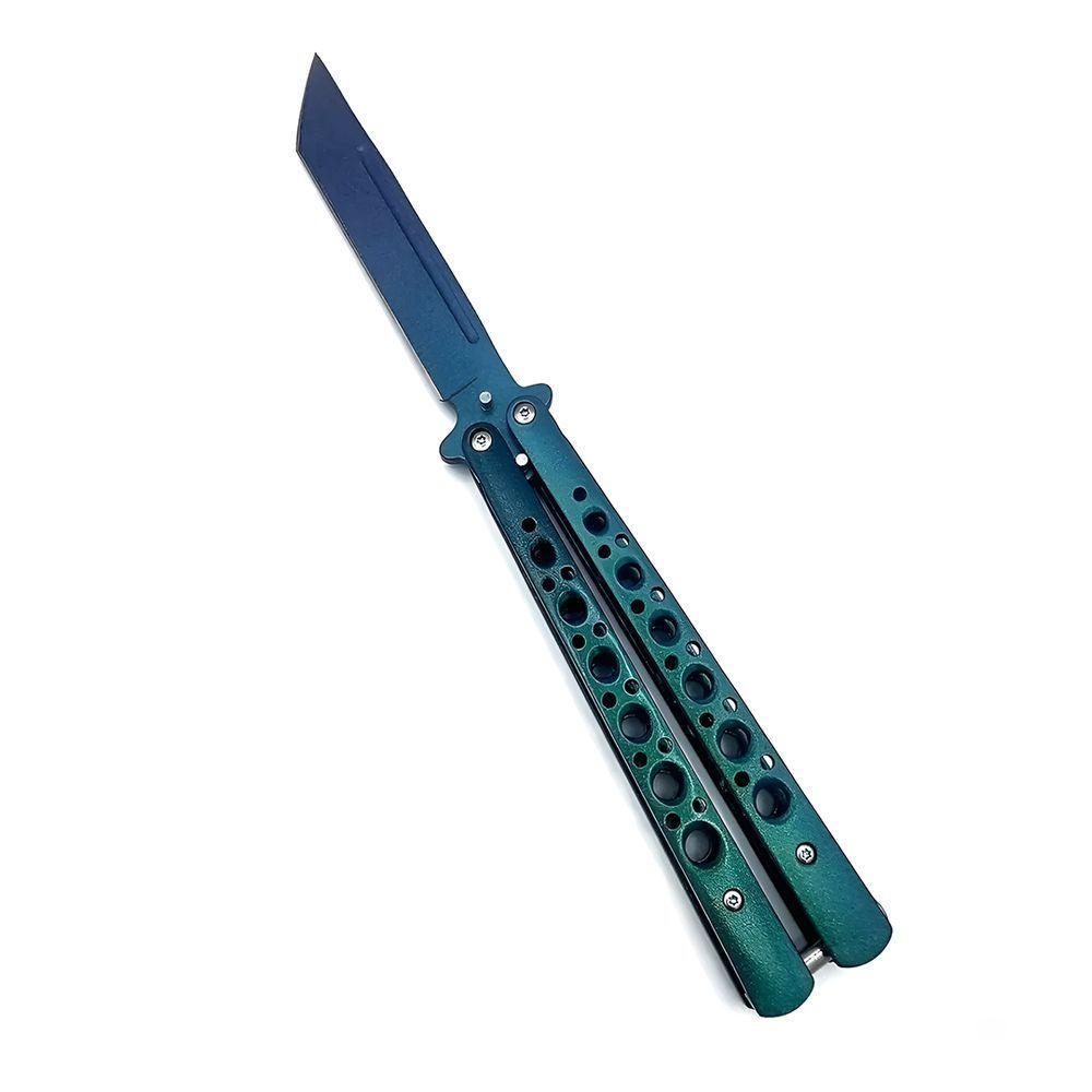 Canivete De Manobras Profissional Bsl-6 Butterfly Aço Inox Corte Fade Verde Roxo - 1