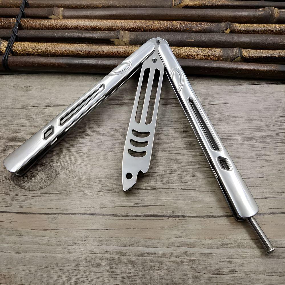 Canivete Butterfly Shark Sem Fio Treino Prateado Aço Bsl-1 Tubarão - 5