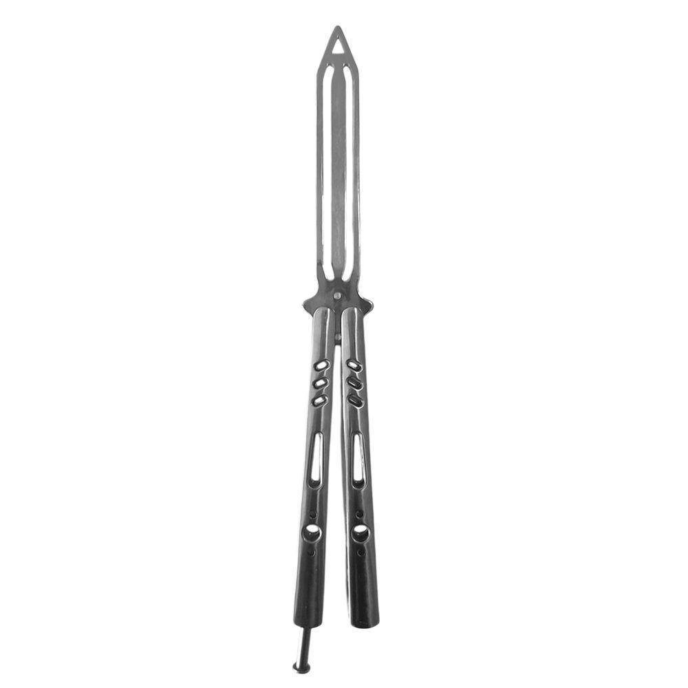 Canivete Butterfly Sem Fio De Corte Prateado Aço Inox Bsl-4-5 Para Manobras - 1