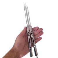 Canivete Butterfly Sem Fio De Corte Prateado Aço Inox Bsl-4-5 Para Manobras - 3