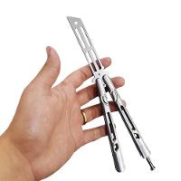Canivete Butterfly Sem Fio De Corte Treino Prateado Aço Inox Bsl-2 - 3