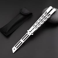 Canivete Butterfly Sem Fio De Corte Treino Prateado Aço Inox Bsl-2