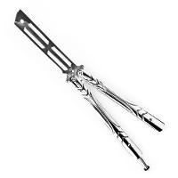 Canivete Butterfly Sem Fio De Corte Treino Prateado Aço Inox Bsl-2 - 5