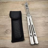 Canivete Butterfly De Treino Shark Bsl-1 Aço Inox Prateado Para Giros E Tricks - 5