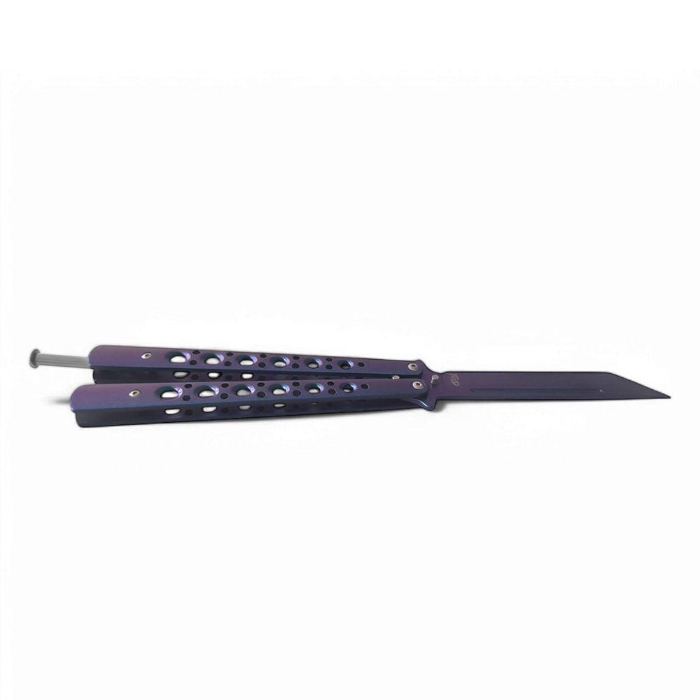 Canivete Butterfly Com Fio De Corte Fade Verde E Roxo De Aço Inox Bsl-6 - 4