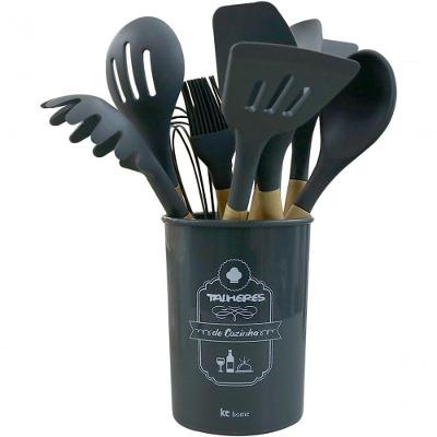 Kit Com 12 Utensílios Cozinha Florida - Preto