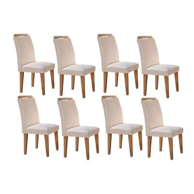 Kit 8 Cadeiras Sala Jantar Athenas 8 Un Imbuia -capuccino-suede Creme - Rufato