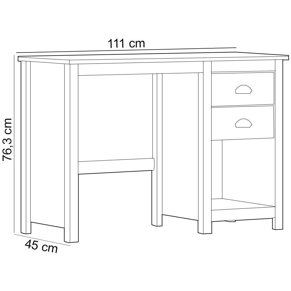 Mesa Para Escritório Escrivaninha Home Office 2 Gavetas Mazzaro F06 Branco Freijó - Lyam Decor - 4
