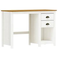 Mesa Para Escritório Escrivaninha Home Office 2 Gavetas Mazzaro F06 Branco Freijó - Lyam Decor - 1
