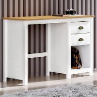Mesa Para Escritório Escrivaninha Home Office 2 Gavetas Mazzaro F06 Branco Freijó - Lyam Decor - 2