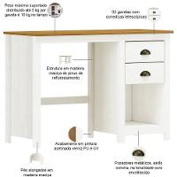 Mesa Para Escritório Escrivaninha Home Office 2 Gavetas Mazzaro F06 Branco Freijó - Lyam Decor - 3