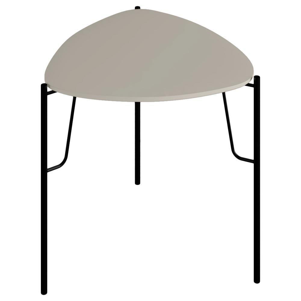 Mesa Lateral Para Sala De Estar Baixa Pés Industrial Preto Alef I03 Grigio - Lyam Decor - 1