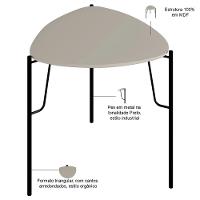 Mesa Lateral Para Sala De Estar Baixa Pés Industrial Preto Alef I03 Grigio - Lyam Decor - 2