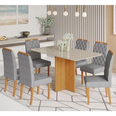 Mesa Robusta 1,60 6 Cadeiras Rubi Linho Jcm - Cinamomo