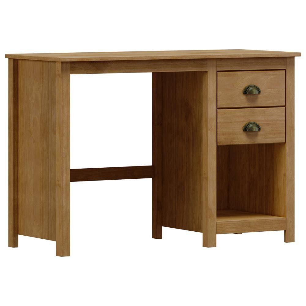 Mesa Para Escritório Escrivaninha Home Office 2 Gavetas Mazzaro F06 Freijó - Lyam Decor - 1