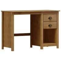 Mesa Para Escritório Escrivaninha Home Office 2 Gavetas Mazzaro F06 Freijó - Lyam Decor - 1