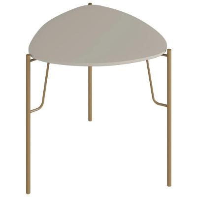Mesa Lateral Para Sala De Estar Baixa Pés Industrial Dourado Alef I03 Grigio - Lyam Decor