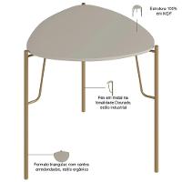 Mesa Lateral Para Sala De Estar Baixa Pés Industrial Dourado Alef I03 Grigio - Lyam Decor - 2