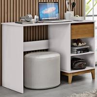 Mesa Para Escritório Escrivaninha Home Office 1 Gaveta Cintra F06 Off White Freijó - Lyam Decor - 2